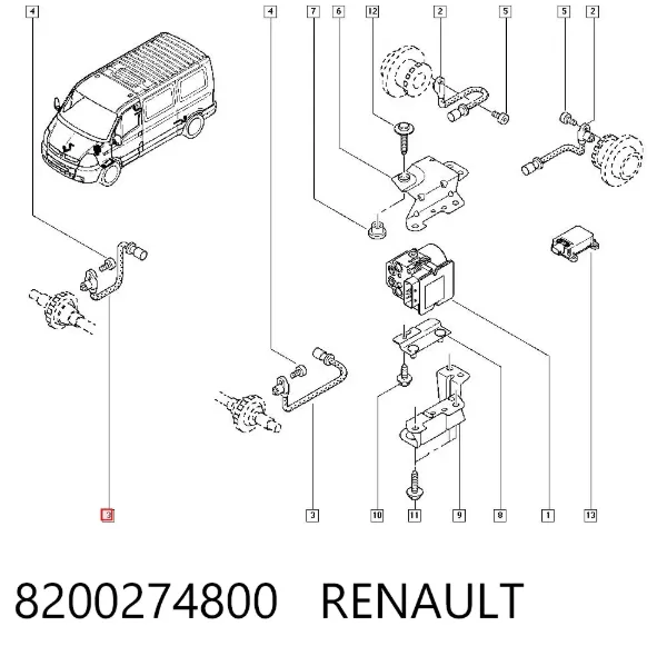 Czujnik ABS przedni 8200274800 Renault (RVI)