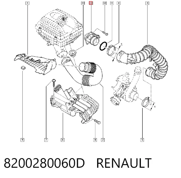 Czujnik przepływu powietrza, przepływomierz powietrza M.A.F. 8200280060D Renault (RVI)