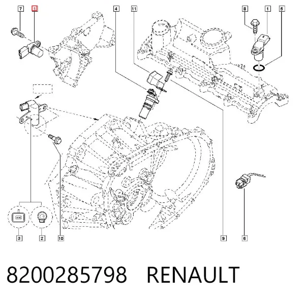 Czujnik położenia wałka rozrządu 8200285798 Renault (RVI)