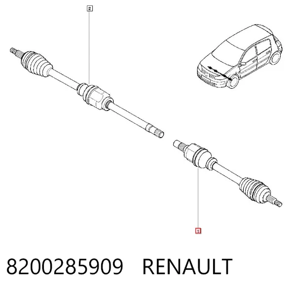 Półoś napędowa przednia lewa 8200285909 Renault (RVI)