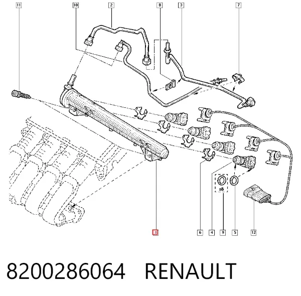 Rozdzielacz paliwa 8200286064 Renault (RVI)