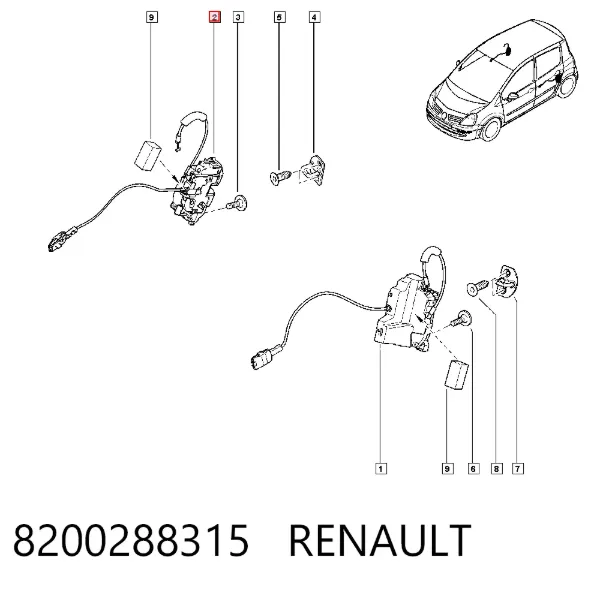 Zamek drzwi tylnych prawych 8200288315 Renault (RVI)