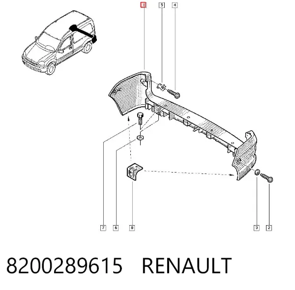 Zderzak tylny 8200289615 Renault (RVI)
