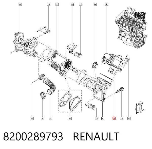 Uszczelka zaworu recyrkulacji EGR 8200289793 Renault (RVI)