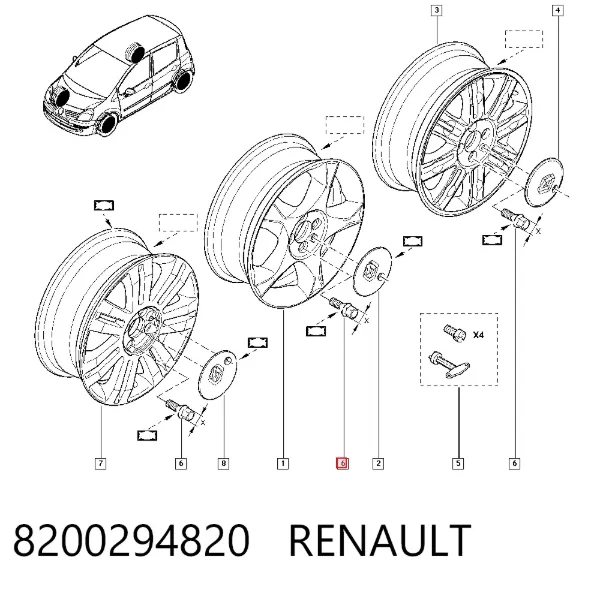Śruba koła 8200294820 Renault (RVI)
