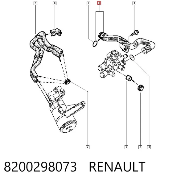 Przerwód (króciec) pompy wodnej tłoczny 8200298073 Renault (RVI)