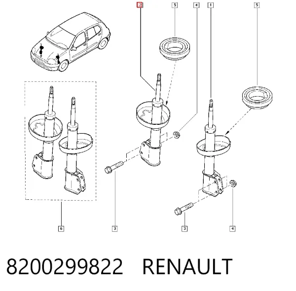 Amortyzator przedni 8200299822 Renault (RVI)