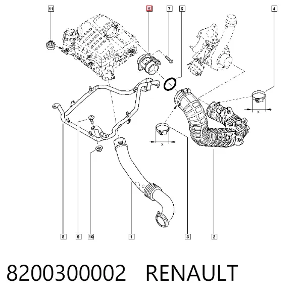 Czujnik przepływu powietrza, przepływomierz powietrza M.A.F. 8200300002 Renault (RVI)