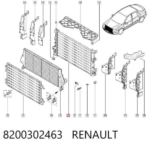Chłodnica silnika 8200302463 Renault (RVI)