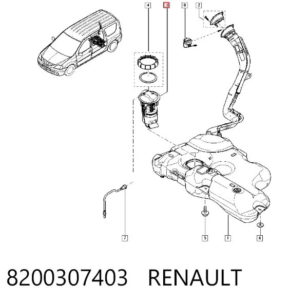 Moduł pompy paliwowej z czujnikiem poziomu paliwa 8200307403 Renault (RVI)