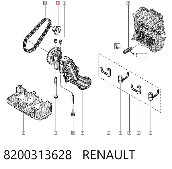 Koło zębate napędu pompy oleju 8200313628 Renault (RVI)