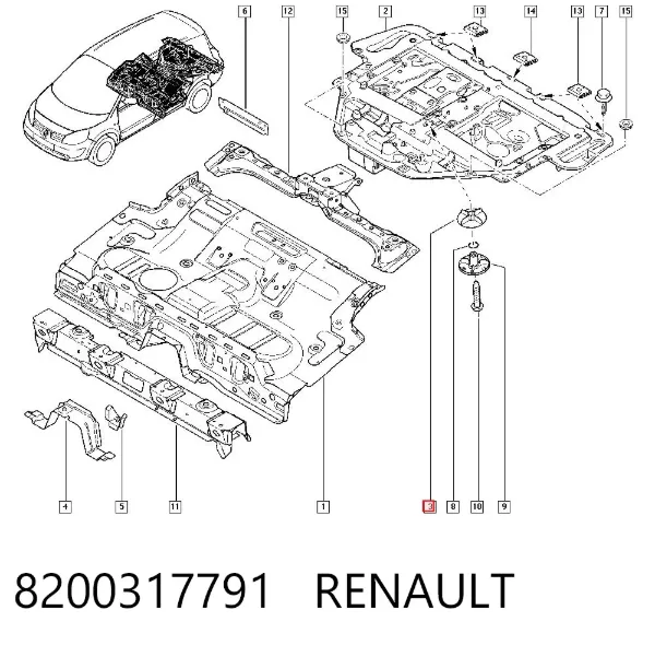 Śruba mocująca koło zapasowe 8200317791 Renault (RVI)