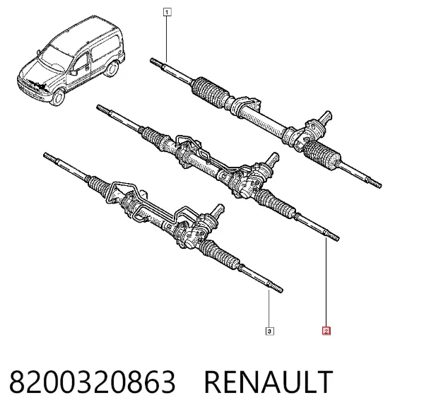 Listwa kierownicza (maglownica) 8200320863 Renault (RVI)