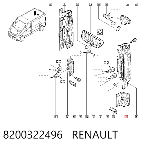 Przednia lampa przeciwmgielna tylna lewa 8200322496 Renault (RVI)