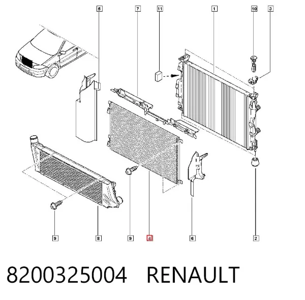 Chłodnica klimatyzacji 8200325004 Renault (RVI)