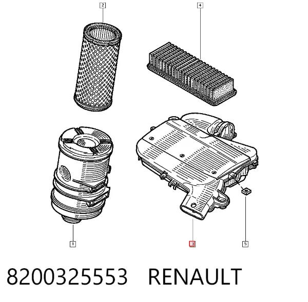 Obudowa filtra powietrza 8200325553 Renault (RVI)