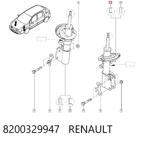 Amortyzator przedni 8200329947 Renault (RVI)