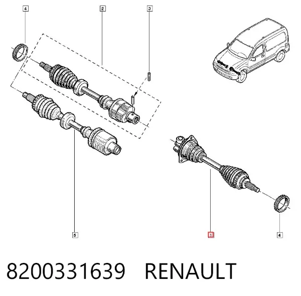 Półoś napędowa przednia lewa 8200331639 Renault (RVI)