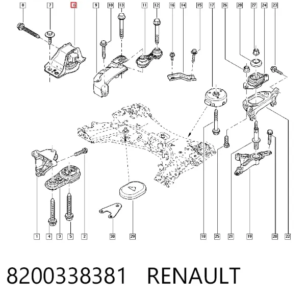 Poduszka (podpora) silnika prawa 8200338381 Renault (RVI)