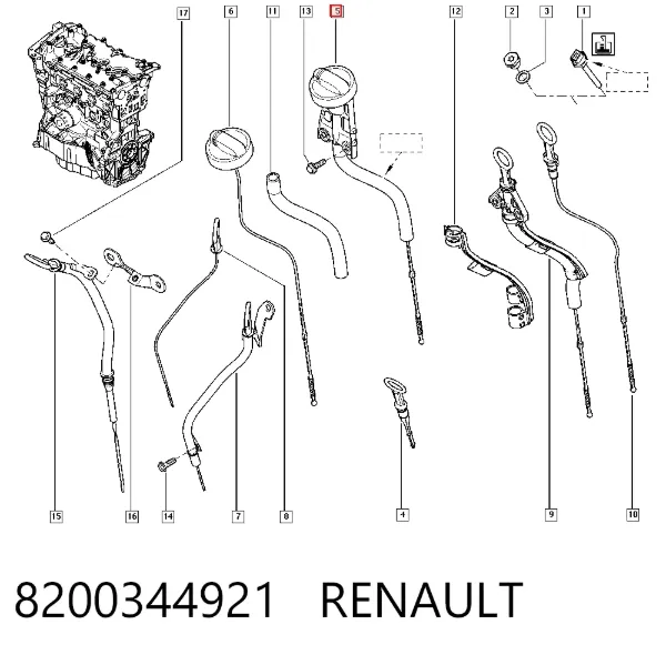 Bagnet poziomu oleju w silniku 8200344921 Renault (RVI)