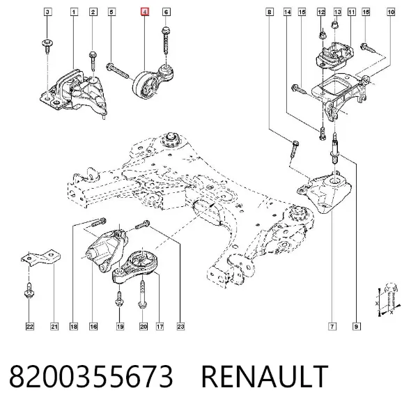Poduszka (podpora) silnika prawa górna 8200355673 Renault (RVI)
