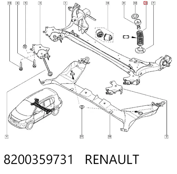 Sprężyna tylna 8200359731 Renault (RVI)