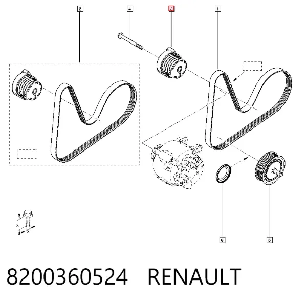 Napinacz paska napędowego 8200360524 Renault (RVI)