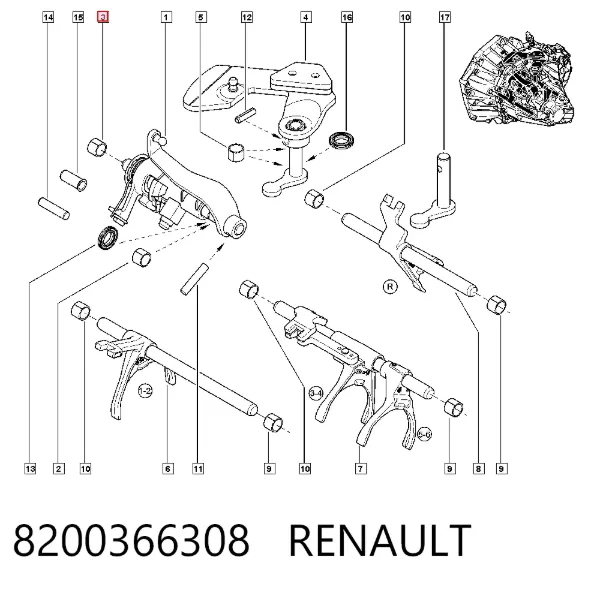 Tuleja mechanizmu zmiany biegów 8200366308 Renault (RVI)