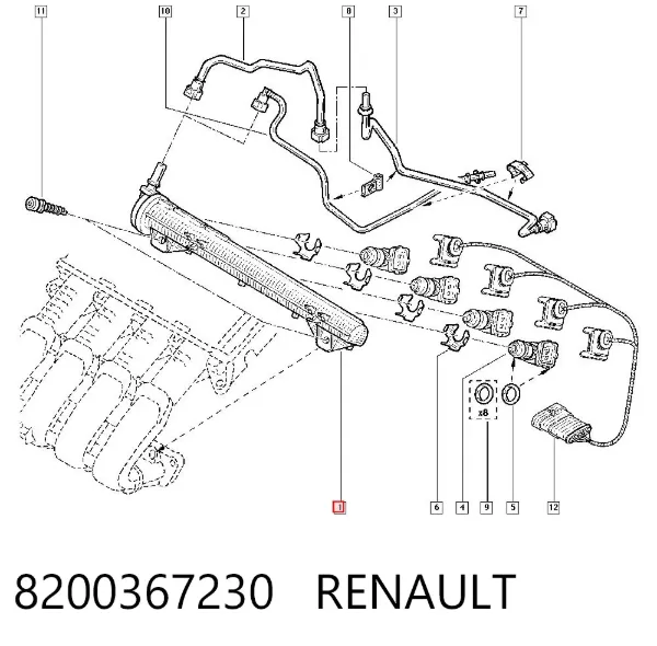 Rozdzielacz paliwa 8200367230 Renault (RVI)