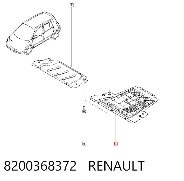 Osłona silnika, miski (przedziału silnika) 8200368372 Renault (RVI)