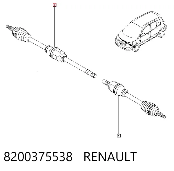 Półoś napędowa przednia prawa 8200375538 Renault (RVI)