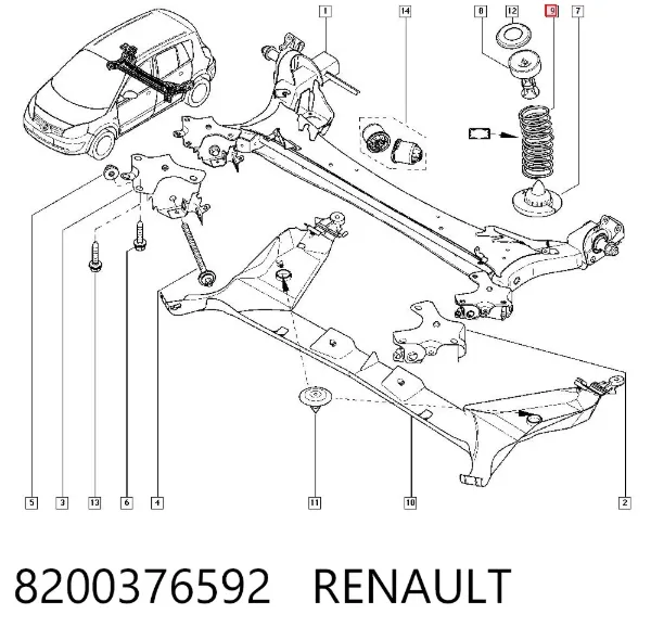 Sprężyna tylna 8200376592 Renault (RVI)