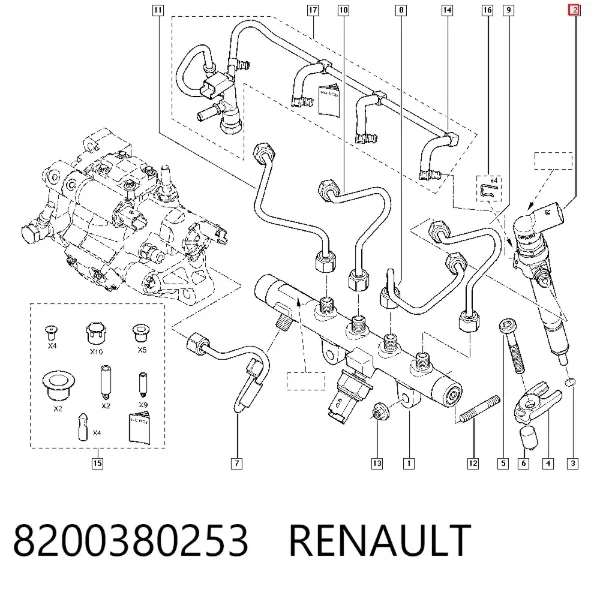 Wtryskiwacz paliwa 8200380253 Renault (RVI)