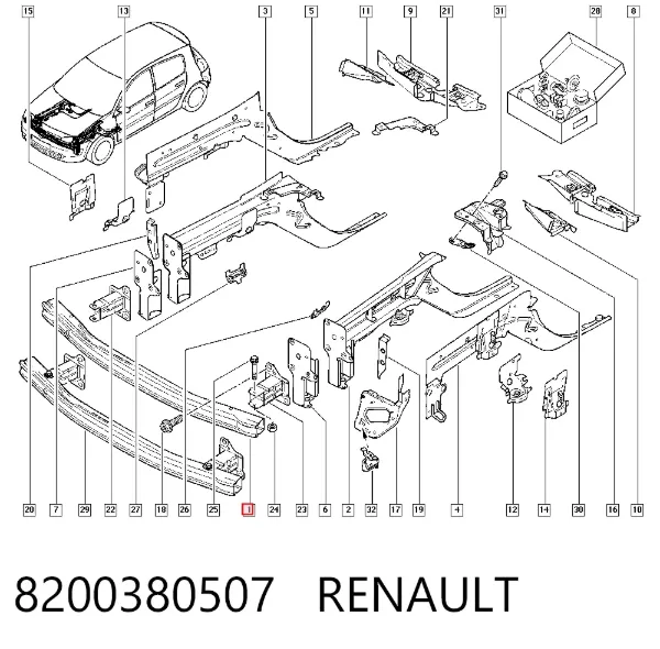 Wzmocnienie zderzaka przedniego 8200380507 Renault (RVI)