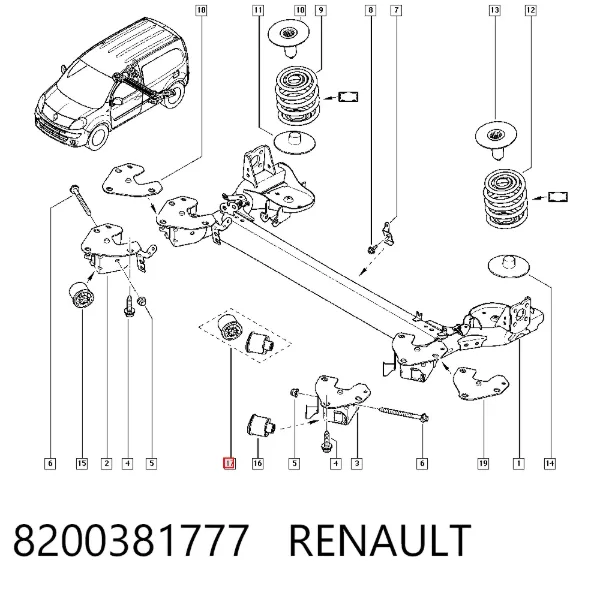 Silentblock tylnej belki 8200381777 Renault (RVI)