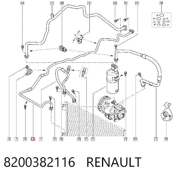 Przewód klimatyzacji, od chłodnicy do parownika 8200382116 Renault (RVI)