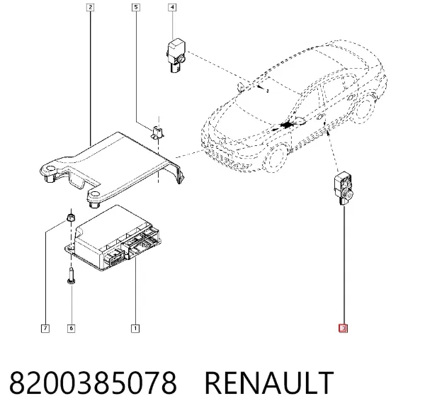 Czujnik AIRBAG przedni 8200385078 Renault (RVI)