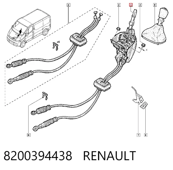 Mechanizm zmiany biegów (cięgno) 8200394438 Renault (RVI)