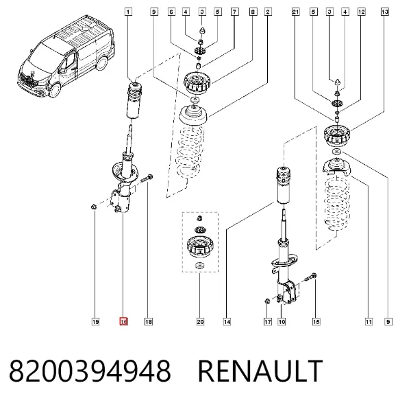 Amortyzator przedni 8200394948 Renault (RVI)