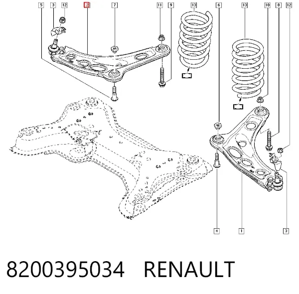 Wahacz zawieszenia przedniego dolny prawy 8200395034 Renault (RVI)