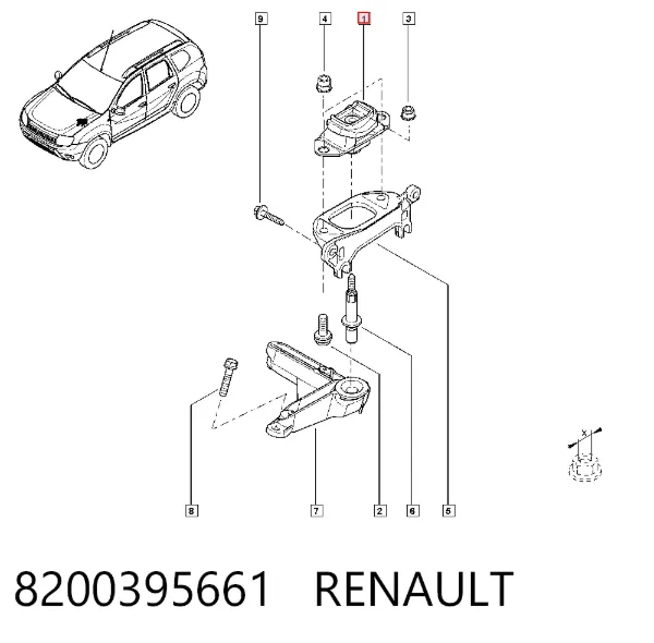 Poduszka (podpora) silnika lewa 8200395661 Renault (RVI)