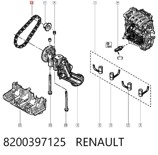 Łańcuch pompy oleju 8200397125 Renault (RVI)
