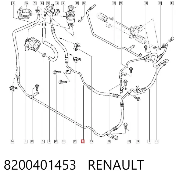 Przewód hydraulicznego układu wspomagania wysokiego ciśnienia, od pompy do maglownicy (mechanizmu) 8200401453 Renault (RVI)