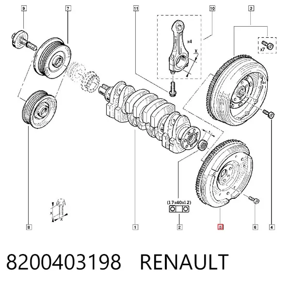 Koło zamachowe silnika 8200403198 Renault (RVI)
