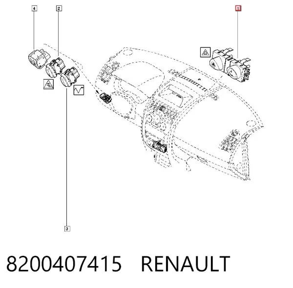 Przycisk włączania światła awaryjnego 8200407415 Renault (RVI)