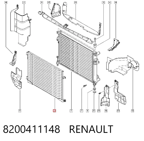 Chłodnica klimatyzacji 8200411148 Renault (RVI)