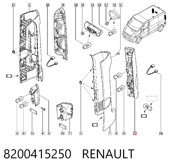 Lampa zespolona tylna lewa 8200415250 Renault (RVI)