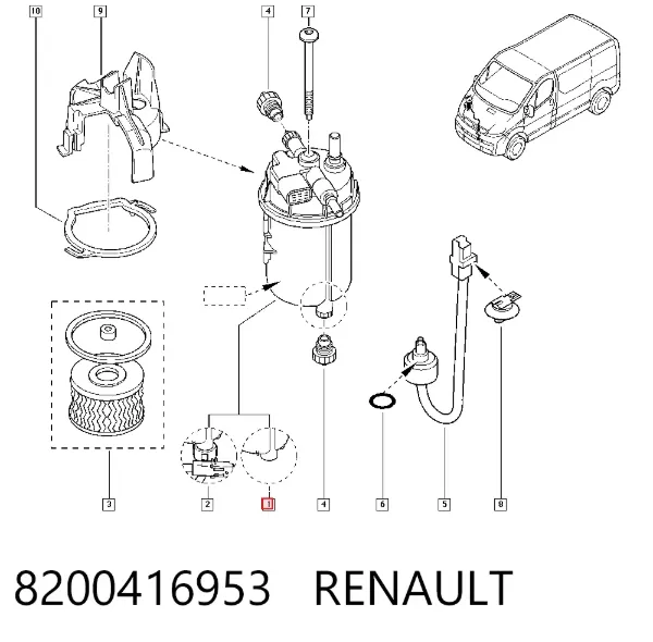 Obudowa filtra paliwa 8200416953 Renault (RVI)