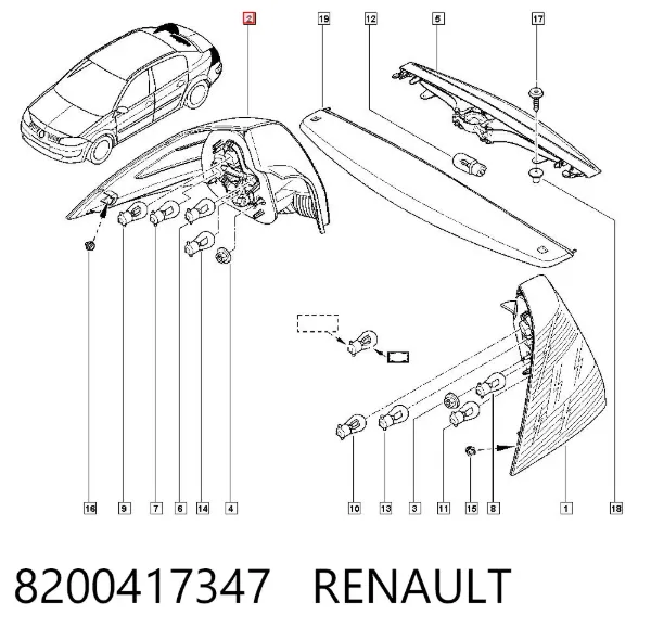 Lampa zespolona tylna prawa 8200417347 Renault (RVI)
