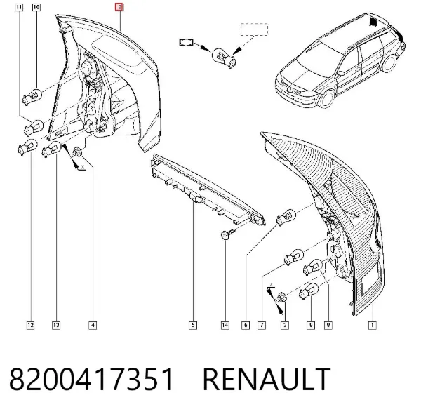 Lampa zespolona tylna prawa 8200417351 Renault (RVI)